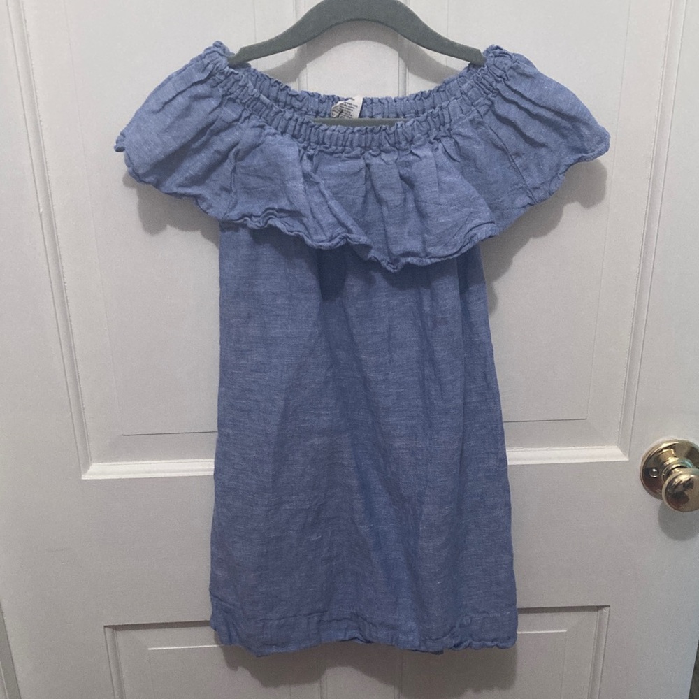 Crewcuts size 6 girls Blue Ruffle Off-Shoulder Dress
